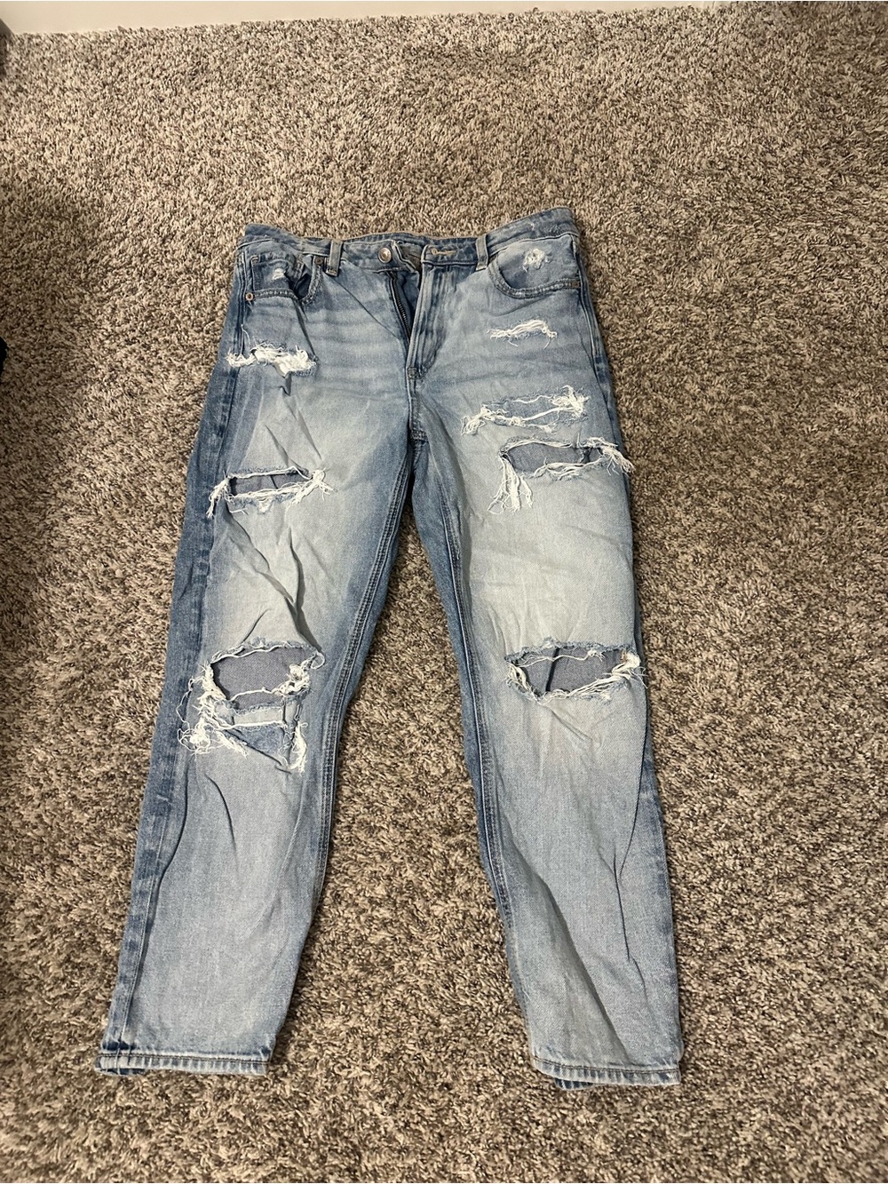 Light Blue Distressed Mom Jeans